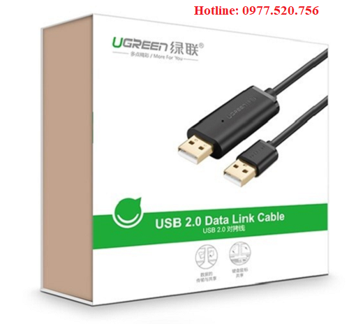 Cáp USB 2.0 Data Link dài 2m Ugreen 20233 chia sẻ dữ liệu giữa 2 máy tính